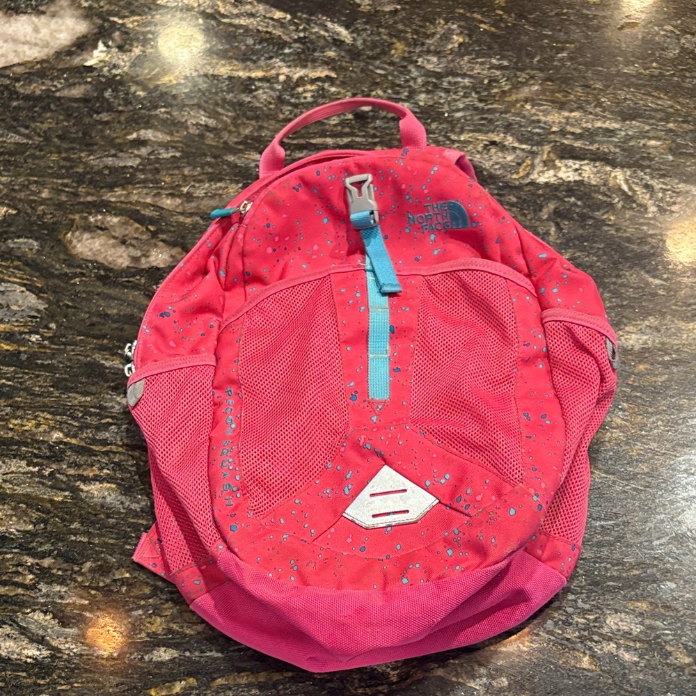 The North Face Pink and Blue Speckled Backpack